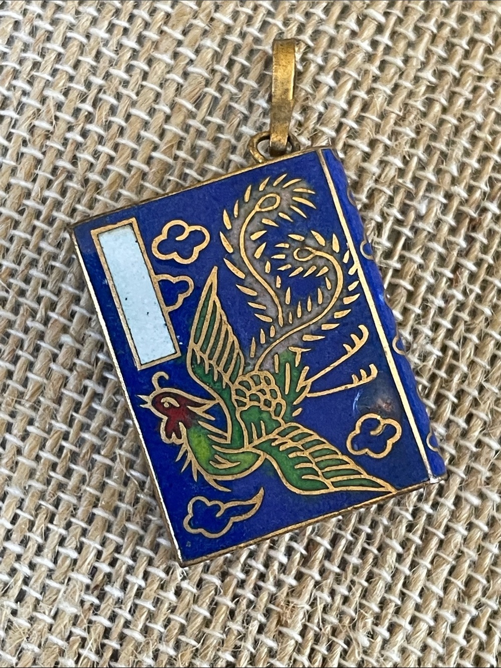 Cloisonné Enamel and Brass Pendant Vintage - Picture 1 of 8